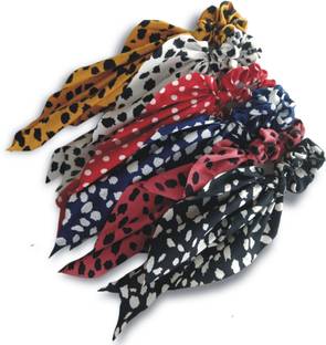 SF FASHION UBEI Elastic Hair Bands Hair Scarf Hair Bow Ties Ponytail Scarf multicolored , 6 pcs , size-17 ince Rubber Band Rubber Band