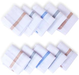 sasmas 1110 NO. WHITE BORDER 100% COTTON MENS GENTS HANDKERCHIEF ["White"] Handkerchief