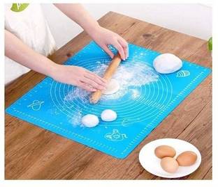 BRIGHTLIGHT 50*40cm Silicone Roti Mat/Baking Mat | Stretchable Reusable Pad with Scale Grill Pad Tools | Non-Stick Fondant Rolling Kneading Sheet for Chapati ,Cake, Atta - Pack of 1 Food-grade Silicone Baking Mat