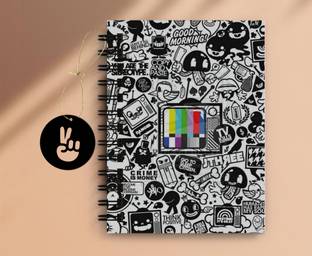 DI-KRAFT Doodling Art Notebook for Gift , home & office use spiral diary with Dangler(6*8 Inch) A5 Diary Unruled 160 Pages