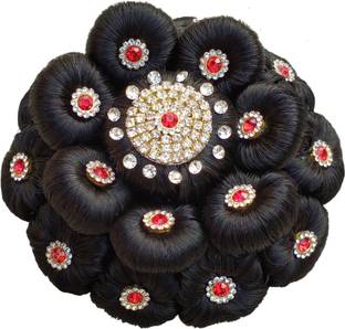 MX WOMEN HAIR STYLE Artificial Juda Accessories Awesome Look With Stone Work Juda For Women and Girls For Festives Designer Stone Bridal Wedding Extension Bun Hair Extension