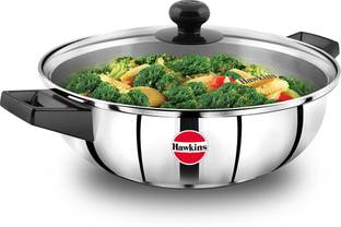 Hawkins Cook n Serve Frying with Glass Lid (SSF3LG) Sauce Pan 26 cm diameter with Lid 3 L capacity