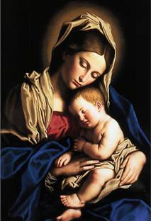 Digital Painting Jesus Amid the roses Mary sits and rocks her Jesus Child on fine art paper 13x19 Fine Art Print
