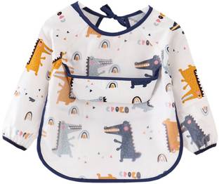 SNOWIE SOFT Sleeved Bib Baby Bib with Pocket Toddler Bib Smock Waterproof Fabric