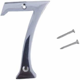 Wigano 4"Inch Brass Chrome Finish Stylish House Door Numbers (Number 7) Sign