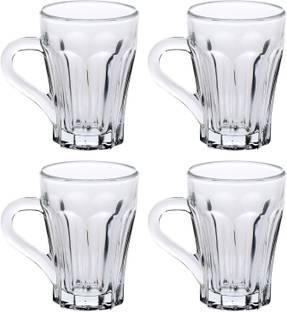 AFAST Pack of 4 Glass Afast Multipurpose Food Grade Designer Transparent, Tea/Coffee Cup, Set Of 4, Capacity 100 ML, Clear, For Home, Kitchen, Office, Bar, Serving Water, Milk, Cold Drinks & Other Bavrage