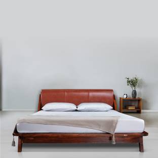 duroflex Plush Sheesham Wood Rich Honey Finish Solid Wood Queen Bed