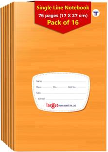 Target Publications Single Line Notebook | Writing Copy book | 17 cm x 27 cm | 16 Regular Notebook Ruled 76 Pages
