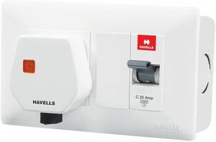 HAVELLS DBOXx MCB Protected Socket PVC Plastic Base Model (White) 13032 MCB
