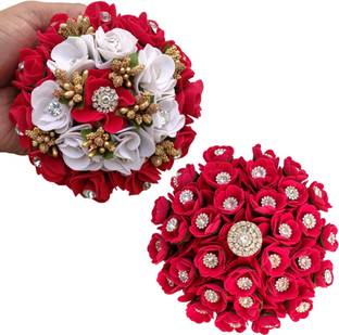 MX WOMEN HAIR STYLE Beautiful Artificial Flower South Indian Veni Gajra Bun Making Accessories For Women & Girl (Pack of 1) Hair Extension