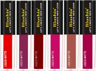 BLUSHIS Smudge proof Waterproof Long lasting Liquid matte Lipstick COMBO of 6 trending shades lipstick 24