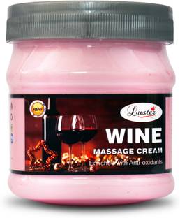 Luster Wine Facial Massage Cream | Enriched with Anti-Oxidants| Instant Glow & Nourishment | For Glowing & Soft Textured Skin | Face & Body Massage Cream for Men & Women | No Paraben & Sulfate -