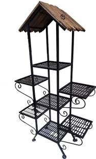 Giftoshopee Garden Cart Display Rack Plant Stand, Metal Plant Stand Holder with 7 Tier Shelves for Indoor Outdoor Home Balcony Garden in hut Shape.. Plant Container Set (Metal)(55x27x132 cm) Plant Container Set