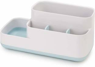 EBOFAB Bathroom Caddy Washbasin Storage Organizer Holder for Toothbrush, Hand Wash, Moisturizer, Cosmetics, Scissors, Shaving Kit, Razor,Makeup Essential-5 Sections Plastic Wall Shelf