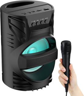 Worricow High Quality Wireless rechargeable karaoke trolley speaker with Mic, Colourful Disco LED Light, Super High Bass 10 W Bluetooth Speaker