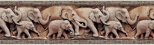 WALLDESIGN 304.8 cm Elephant Herd Wall Border Sticker - 5.25 Inch Width By 10 Feet Length Self Adhesive Sticker