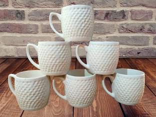 RAGHAV EMPORIUM Pack of 6 Ceramic Premium Ceramic Tea Cups Set of 6 | Coffee Mugs for Home Office - Design 4