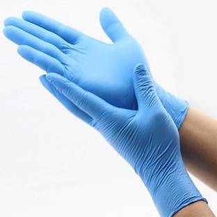 Shield plus NITRILE BLUE MEDIUM SIZE GLOVES (100 PCS) (DISPOSABLE & POWDER FREE) BY WEIGHT Nitrile  Safety Gloves