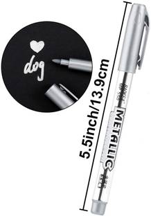 Definite Baoke 1 Pc Silver Metallic Craftwork Pen 1.5mm Nib for application on Paper, Cloth, Leather, Plastic, Glass, Ceramics, CDs etc. Marker Ink