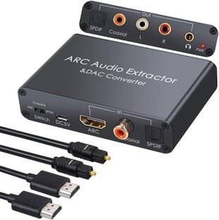 microware Digital to Analog Audio Converter,HDMI ARC Audio Extractor HDMI Audio Return Channel,with Digital HDMI Optical SPDIF Coaxial and Analog 3.5mm L/R Stereo Audio Converter,Coaxial to 3.5mm and RCA Media Streaming Device