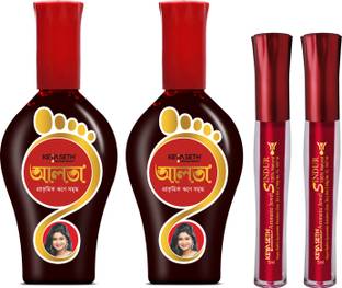 KEYA SETH AROMATHERAPY Aromatic 100% Natura Liquid Sindoor Maroon 2Pcs & Natural Ayurvedic Aalta 2Pcs With Applicator (Combo Pack) Alta and Sindur