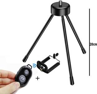 BUFONA Heavy Metal Heavy Duty Unbreakable Mobile Stand+ Bluetooth Shutter Remote Control Mini Black Metal tripod 3Kg Capacity Camera Tripod Stand Professional Tripod Phone Tripod Stand Multifunction Flexible Tripod for Smartphone Camera Ring Light Stand Holder Selfie Mount, With Clip Special Design for camera,gimbal for smartphone|Tripod stand for mobile|Projector Multi-Use Selfie Stick Desktop, Video Recording Bluetooth Photo Clicker Video Shutter Remote Self-Timer Long Distance Camera Phone Selfie Stick Works with Most Smartphones , IOS Tripod, Monopod, Monopod Kit, Tripod Ball Head, Tripod Bracket, Tripod Clamp, Tripod Kit
