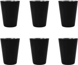 Dynore Dynore Stainless Steel Black Shot Glass- Set of 6 -50 ml 6 - Piece Bar Set