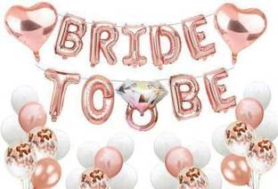 Realistic Store Bachelorette Party Decoration Kit, Bridal Shower Party Supplies & Engagement Party Decor, Bride To Be Decoration Banner, Ring & Heart Foil Balloon (Set of 37)