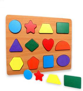Authfort Children's Wooden Numbers Letters Shapes Hands Grab Boards Baby Jigsaw Puzzles Early Teaching Toys - Geometry Educational Board Games