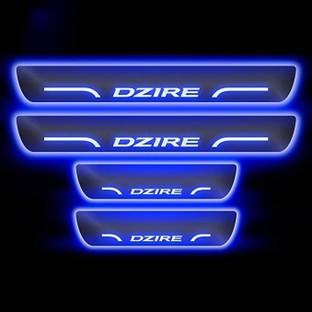 goshop Blue Sill Plate Waterproof Premium Glass Finishing Look Car Door with Mirror Finish Foot Step Sill Plate Maruti Dzire (Set of 4PCS, Blue) Car Fancy Lights