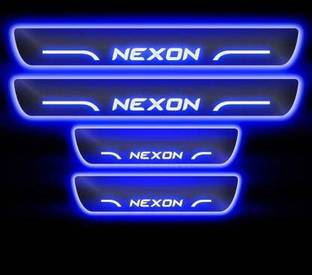 goshop Blue Sill Plate Waterproof Premium Glass Finishing Look Car Door with Mirror Finish Foot Step Sill Plate Tata Nexon (Set of 4PCS, Blue) Car Fancy Lights