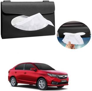 AXWee Car Tissue Holder, Sun Visor Napkin Holder, Tissue Box Holder, PU Leather Tissue Box, Backseat Tissue Purse Case Holder Black For Honda Amaze Vehicle Tissue Dispenser