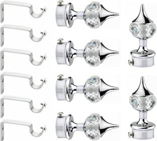 Ghazian Silver Curtain Knobs, Rod Rail Bracket Metal