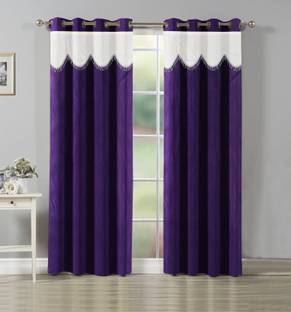 EXCEL BAZAAR 214 cm (7 ft) Door Polyester Semi Transparent Curtain (Pack Of 2)