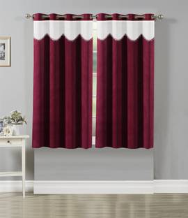 Stella Creations 152 cm (5 ft) Polyester Semi Transparent Window Curtain (Pack Of 2)