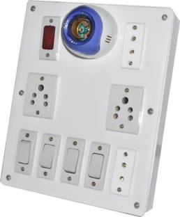 SPelectronic SWITCH BOARD (4 SWITCH ,4 SOCKET, 1 BULB HOLDER, 1 INDICATOR) Wall Plate