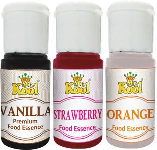 Mr.Kool Food Essence Vanila, Strawberry & Orange 20ML x 3(60ML) For Backing Cakes. Vanilla Liquid Food Essence