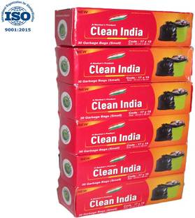 univercel Clean India Black Garbage bag (Small) (180 Bags)(Pack of 6 ) (17x19inch) (43x48cm) | with Tie strap| Small 17 Small 17 L Garbage Bag  Pack Of 180