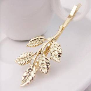 Iskrra Hair Clips for women Metal Crutcher Golden with Beautiful Leaf, Hair Clips for styling for wedding, Hair Clips Pins Golden Hair clips for Girls Hair Clip (Gold) Pack of 2 Hair Clip