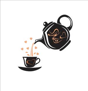 Crown Decals 60 cm decorative tea and teapot for restaurants, café multicolor pvc vinyl wall sticker Self Adhesive Sticker