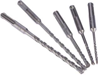 Gadariya King Heavy 5pcs/set 2 Pits 2 Slots SDS Shank Electric Hammer Drill Bit Set SDS PLUS Rotary Hammer Impact Drill Bit Concrete Masonry Drill 6x110, 8x110, 6x160, 8x160, 10x160 (PACK OF 5)