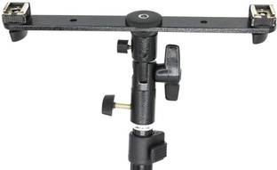MILLETS Branded S3 Adjustable Double Flash Bracket Dual Hot Shoe Speedlight Stand Umbrella Holder Light Stand Bracket Mount 1/4" to 3/8'' for Studio Video DSLR Camera Flash Shoe Adapter