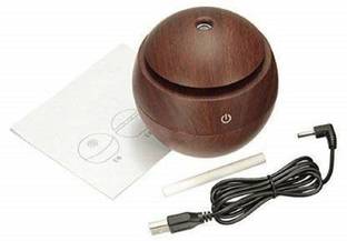 PINJAS Room Room Round Electric USB Mini Humidifier Aroma Oil Diffuser Air Humidifier Office Decor Ultrasonic Cool Mist Humidifier with Wood Grain Design for Office, Room, Spa( Humidifier