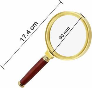 surya globe Retro style Hand held Magnifying Glass 90mm 10x High Power Handheld Magnifying Glass for Reading and viewing small objects 10X MAGNIFYING GLASS