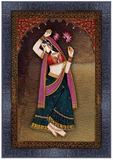 pnf Rajasthani miniature painting art Wood Photo Frames with Acrylic Sheet (Glass) 1014 Digital Reprint 14 inch x 10 inch Painting