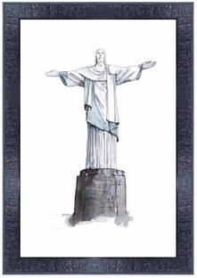 pnf Pencil sketch of world landscape art Wood Photo Frames with Acrylic Sheet (Glass) 28007 Digital Reprint 14 inch x 10 inch Painting
