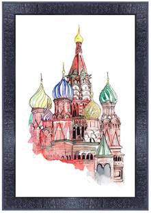 pnf Pencil sketch of world landscape art Wood Photo Frames with Acrylic Sheet (Glass) 28021 Digital Reprint 14 inch x 10 inch Painting