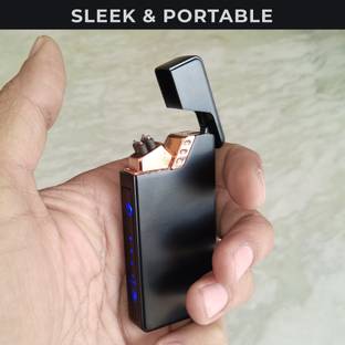 WRADER PREMIUM QUALITY Double Arc Electronic Flame Cigarette Lighter with On/Off Touch Button Flameless Cigarette Lighter Windproof Rechargeable USB Lighter Pocket Lighter