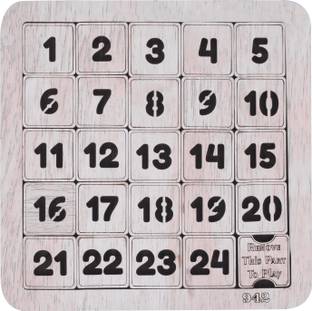 GLNRM Wooden Alphabet Slides Puzzle Game, Fifteen Puzzle for Adults and Kids, Non-Interlocked Pieces (5*5) (1 TO 24 OFF WHITE)