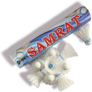 NIMBOLIYA Samrat pure feather badminton shuttlecock for Mach Feather Shuttle  - White